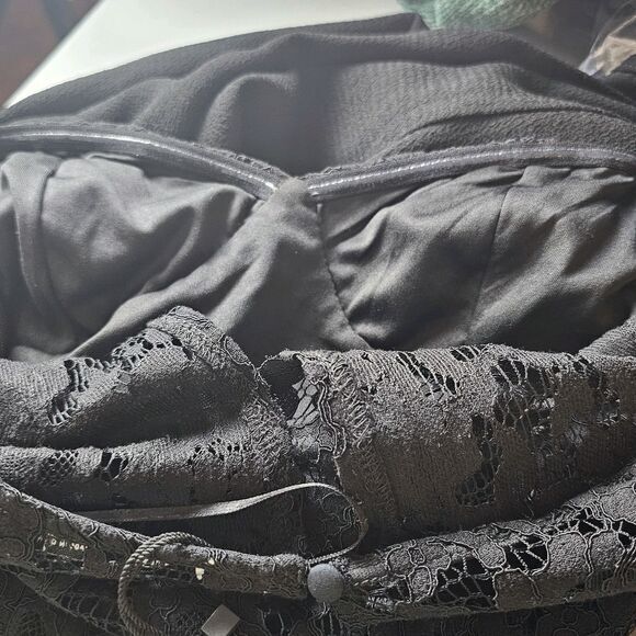 ZARA WOMAN BLACK COMBINATION LACE MIDI DRESS LONG SLEEVE SIZE S SEXY ROMANTIC - Picture 12 of 13